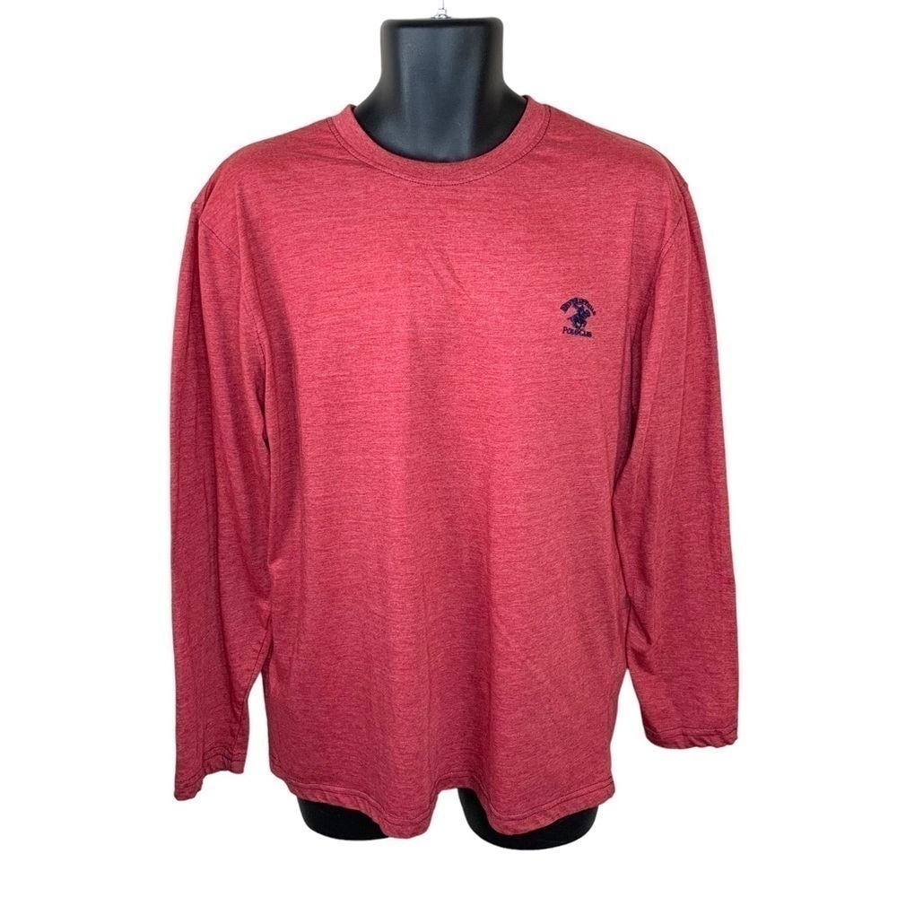 Mens Beverly Hills Polo Club Red Long Sleeve Shirt Large Stretch